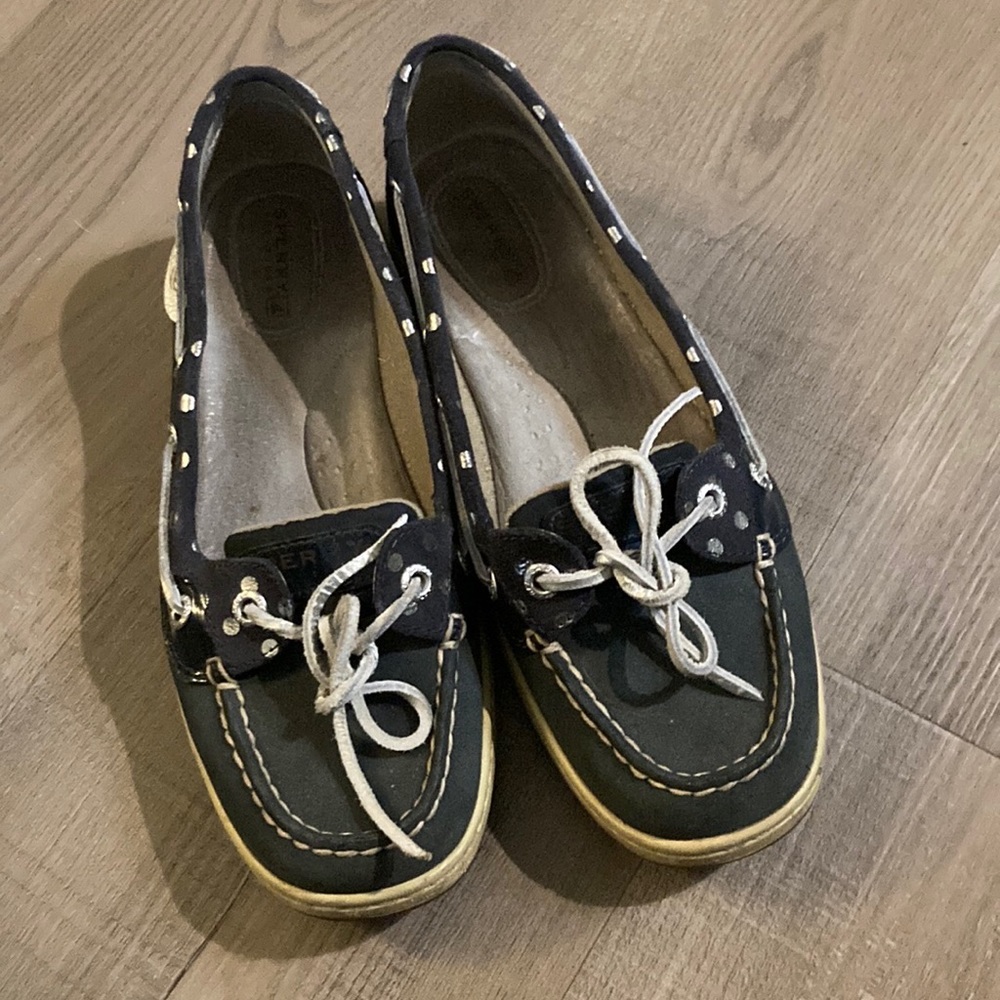 Sperry Topsiders Navy with silver dots